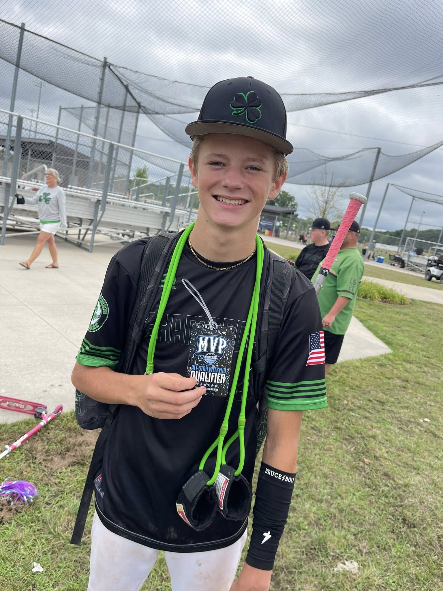 Shamrocks player receiving tournament recognition